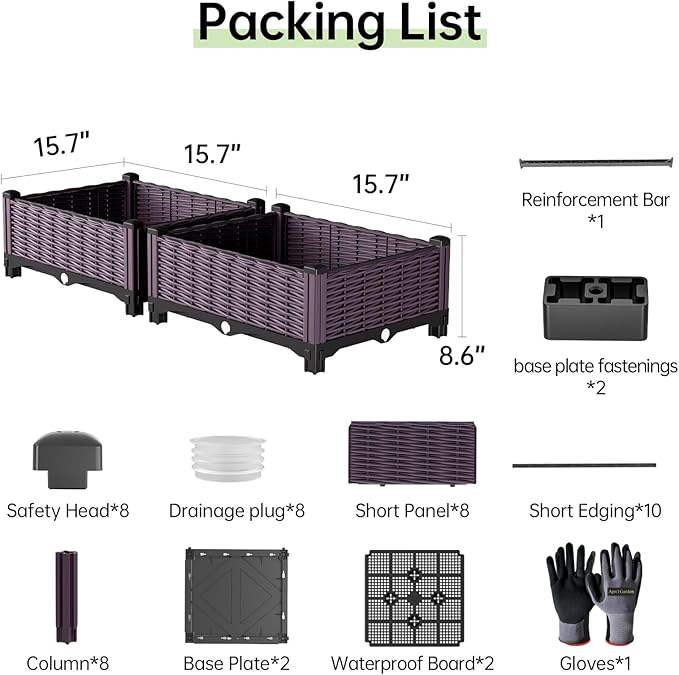 Raised Garden Bed Garden Planter Box with Drainage Holes, Plastic Raised Beds for Gardening Vegetables Herb Flowers,Garden Beds Outdoor for Garden Patio Deck Balcony