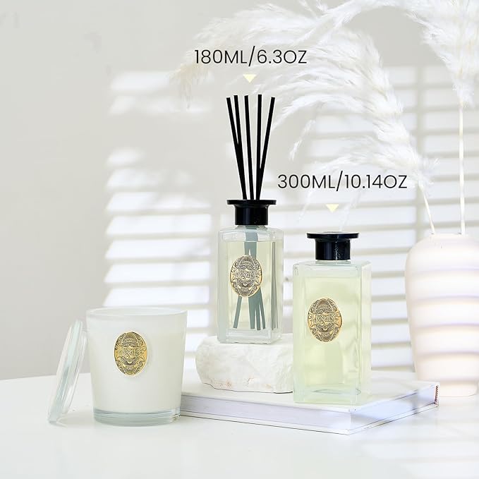 M&SENSE 6.8 oz Large Reed Diffuser Set | Creamy Vanilla Scent Oil Diffuser with Sticks | Hotel Collection Non-Toxic Essential Oil |for Bedroom Bathroom Living Room
