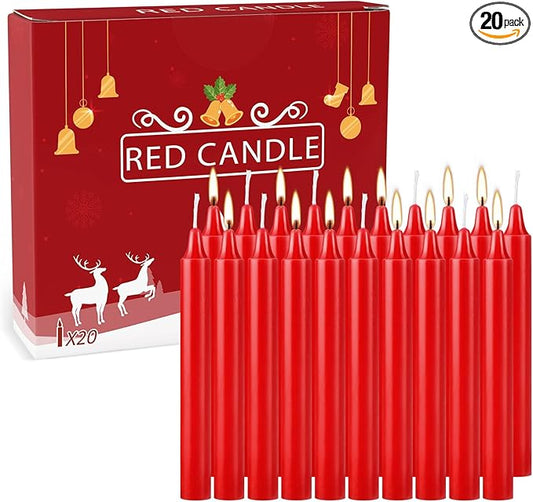 20PCS 4-inch Red Taper Candles for Decorative Use - Perfect for Christmas Events and Celebrations