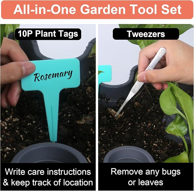 Vertical Planter, 5 Tier Stackable Strawberry Planter with Garden Tool Set, Movable Indoor/Outdoor Garden Herb Pot for Growing Vegetables and Succulents, Dark Gray