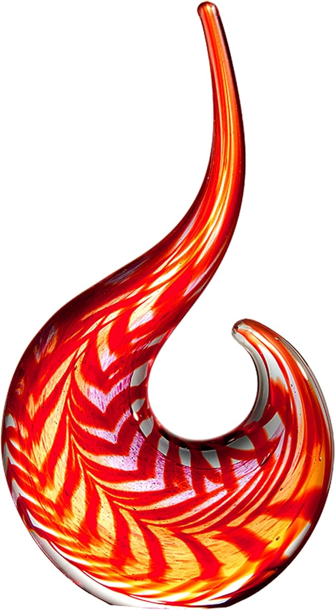 Luxury Lane Hand Blown Abstract Sun Conure Sommerso Art Glass Sculpture for Home Decor 12 inch Tall Centerpiece Table Decoration