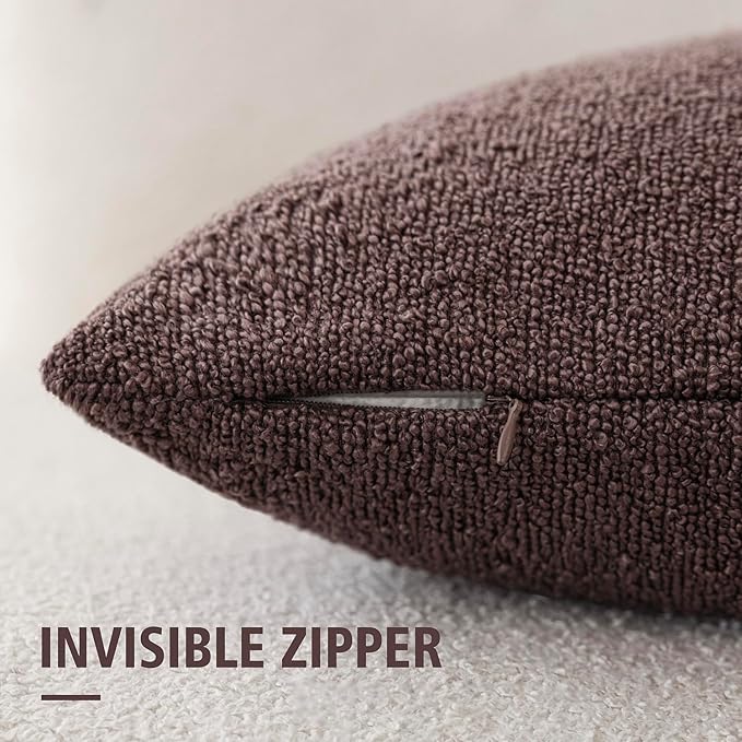 Foindtower Pack of 2 Textured Boucle Throw Pillow Covers Accent Solid Decorative Pillow Cases Cozy Woven Couch Cushion Case for Chair Sofa Bedroom Living Room Home Decor 20x20 Inch Dark Purple