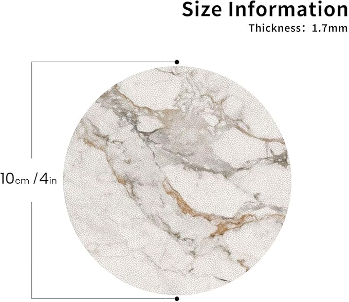 White Grey Gold Marble Coasters Set of 6 Coasters for Drinks Absorbent Double-Sided Leather PVC Coaster for Tabletop Protection Coffee Table Decor Ideal for Home Decor House Warming Gifts