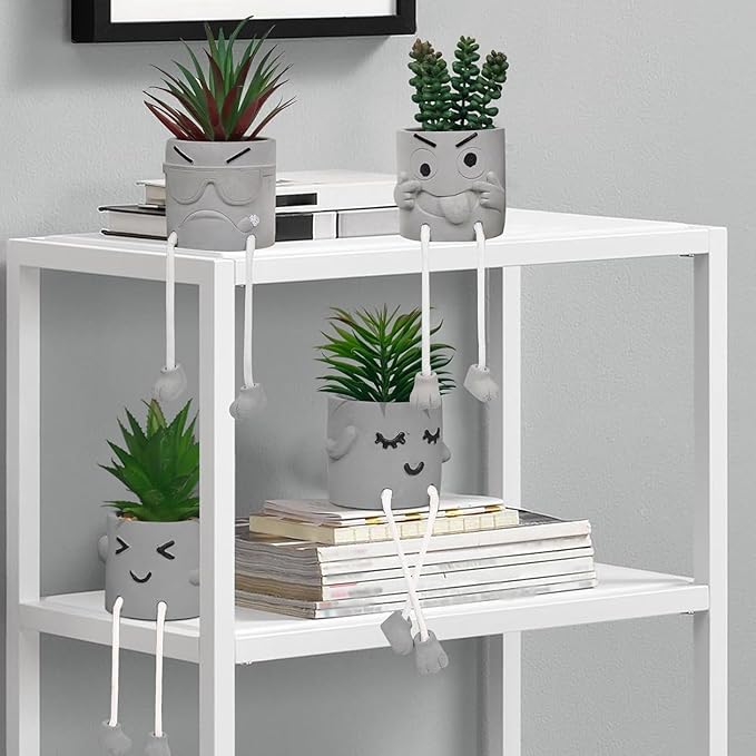 MAKHOT Artificial Succulents Potted Plant Set, Faux Succulents Office Decorations for Work Desk, Fake Plant Wall Shelf Decor for Gift, Bathroom Small Plants Decoration, Mini Plants Window Sill Decor