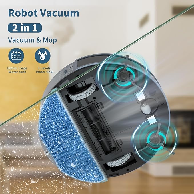 OKP Life Robot Vacuum and Mop Combo, LiDAR Navigation, 4000Pa Suction, No-Go Zone, 200Mins Runtime, Smart Mapping Robotic Vacuum, Wi-Fi/App/Alexa Control, Ideal for Pet Hair, Hard Floor and Carpet