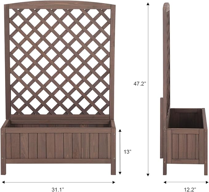 Aivituvin Planter with Trellis Raised Garden Bed Large Garden Box Outdoor for Flower Standing Vertical Lattice Panels for Vine