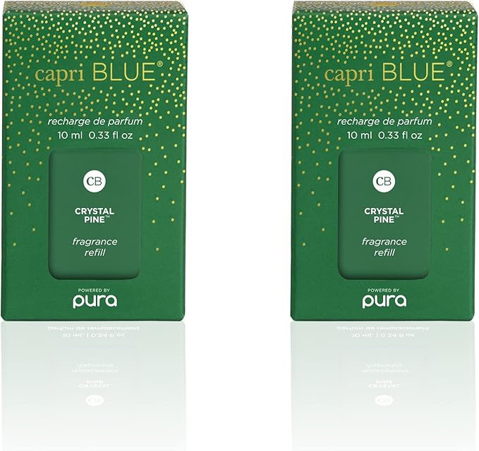 Capri Blue Pura Smart Home Plug-in Diffuser Refills – Includes 2 Capri Blue Pura Refills for Plug In Diffusers for Home - Long Lasting Luxury Scents - Crystal Pine (Pack of 2)