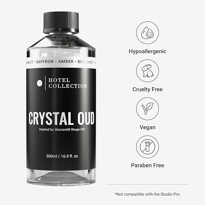 Hotel Collection Diffuser Oil - Crystal Oud - Aromatherapy Essential Fragrance Oil - Bergamot, Sweet Berries, Jasmine & Saffron - 500ML 16.9 Fl oz