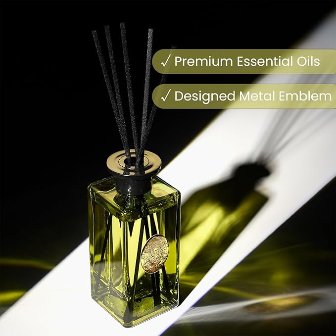 M&SENSE 10.14 oz Large Reed Diffuser Set | White Tea & Sage Scent Oil Diffuser with Sticks | Hotel Collection Non-Toxic Essential Oil |for Bedroom Bathroom Living Room