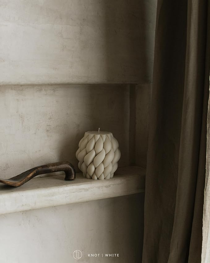 LAWA Knot Ball Candle - Large Beautiful Handmade Pillar Scented Soy Wax Elegant Bubble Aesthetic Candle Housewarming Gift Home Room Shelf Decor Idea White