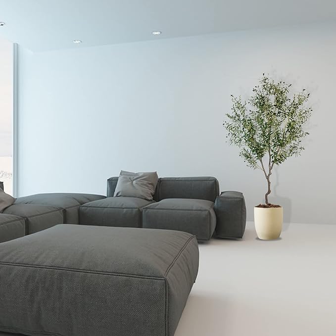 Artificial Tree Faux Olive Tree 8ft(92in,3200leaves) Tall Fake Olive Plant in Pot Fake Silk Tree Faux Plants Indoor 2pack