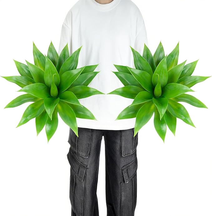 Artificial Agave Faux Agave Fake Greenery 18In Outdoor Artificial Plant Fake Plant for Indoor Home Decoration Plastic Plant Outdoor Decoration Front Porch Decor Simulation Tree 2Pack(Green)