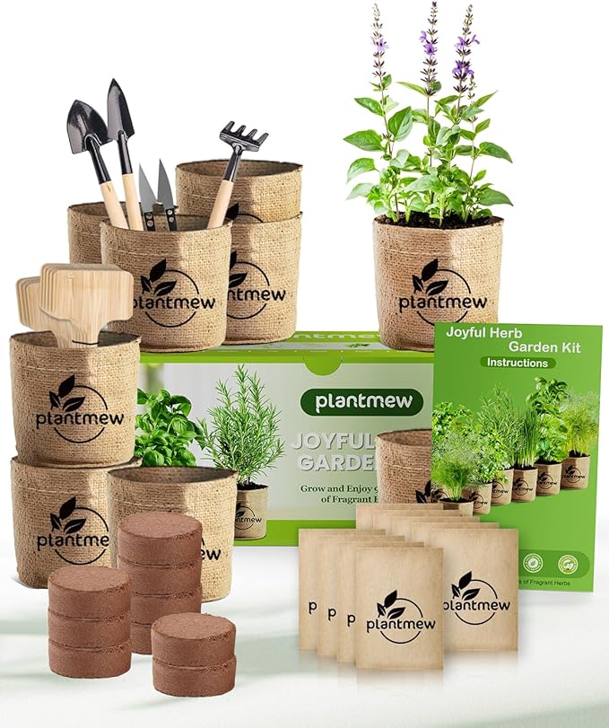 Christmas Gifts for Mom, Women, Her - 9 Herb Indoor Garden Starter Kit with Pots, Soil & Tools - Unique Birthday Gifts for Women, Housewarming Present for Wife - Grow Kitchen Windowsill Herbs