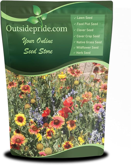Outsidepride Dryland Wildflower Seed Mix - 1 lb. Colorful Blend of Drought Tolerant, Annual and Perennial Wildflower Seeds for Attracting Pollinators in Arid States & Xeriscapes
