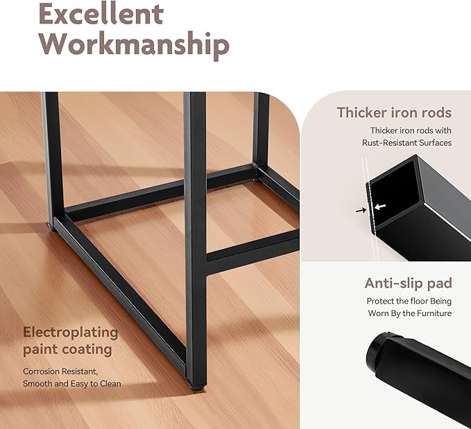 ALPHA HOME 24 Inch Bar Stools Set of 2 Kitchen Counter Stools with Back Pu Leather Counter Chair Counter Height Bar Stools with Upholstered Footrest Sturdy Chromed Metal Steel Frame, Midnight Blue