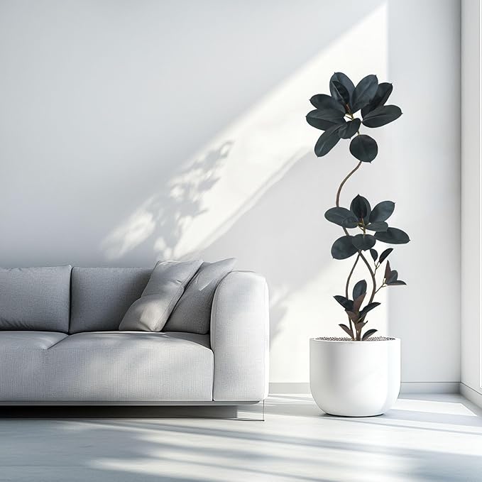 5.3ft Tall Artificial Rubber Tree Faux Plants Indoor Faux Floor Artificial Trees Indoor(Black,5.3ft)