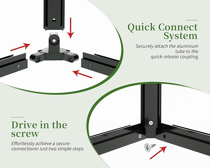 Jocisland 12x13.5x9 Polycarbonate Outdoor Aluminum Greenhouse - Quick Connect Fittings, 6.7 FT Height Bronze Double Doors, 4 Ventilation, Walk In Backyard Garden Greenhouse
