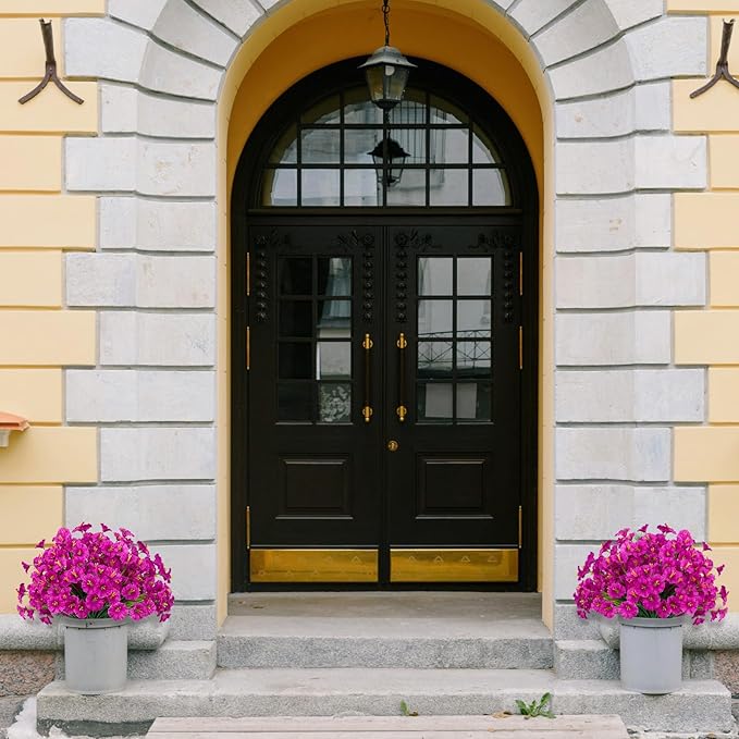 15 Bundles Artificial Flowers UV Resistant Outdoor Plants No Fade Faux Plastic Shrubs Fake Silk Flowers Window Box Garden Porch Home Decoration (Morning Glory Violet)