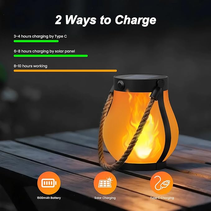 Hompavo Gen2 Solar Lanterns Outdoor, Christmas Gifts for Women, Dual Charging (USB/Solar) & 2 Modes - Waterproof Decorative Hanging/Table Lights for Yard Patio Garden Halloween Christmas Decor, 4