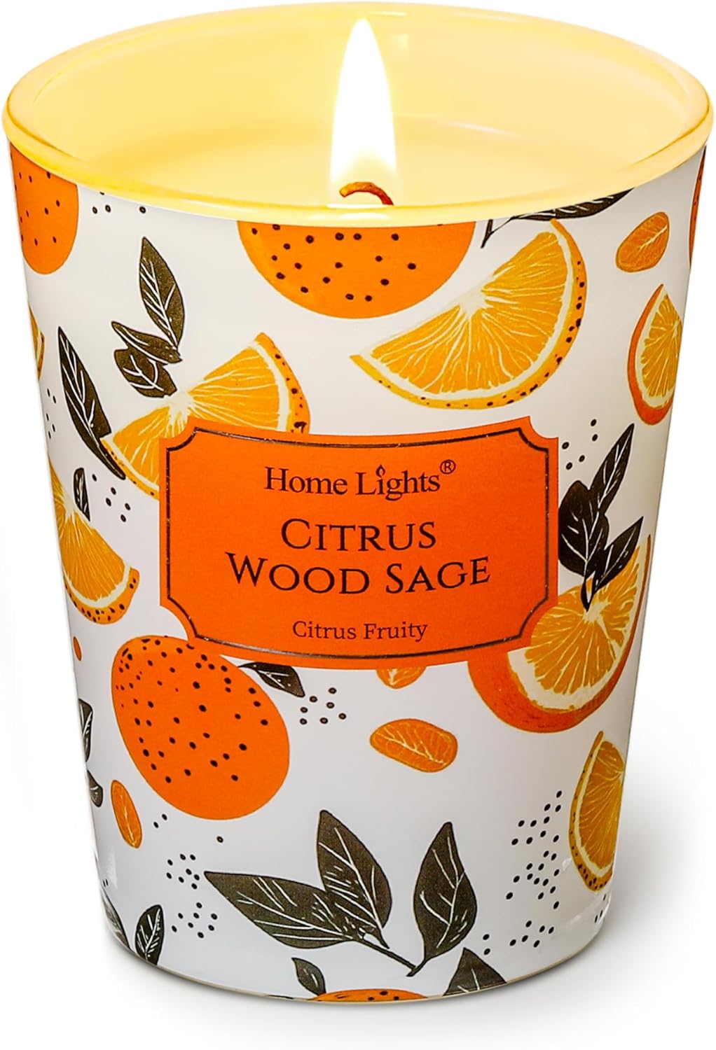 HomeLights Citrus Wood Sage Scented Candles | 6.7oz Soy Candles Eclectic Mixed Styles Large Candle Jars | Ideal Candle Gifts for Events, Home Decor Stress, Relief & Relaxation