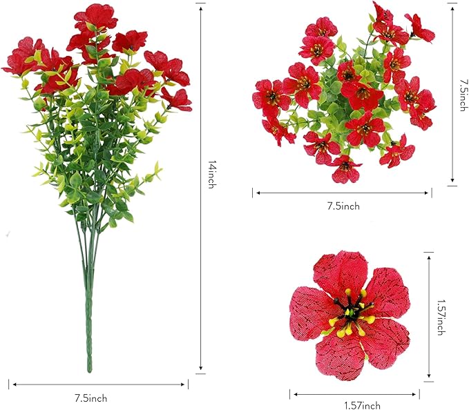 30 Bundles Artificial Flowers Faux Plants Flowers for Outdoor Spring Summer Decoration UV Resistant Artificial Plastic Plants Silk Flowers for Home Planter Porch Window Box Yard