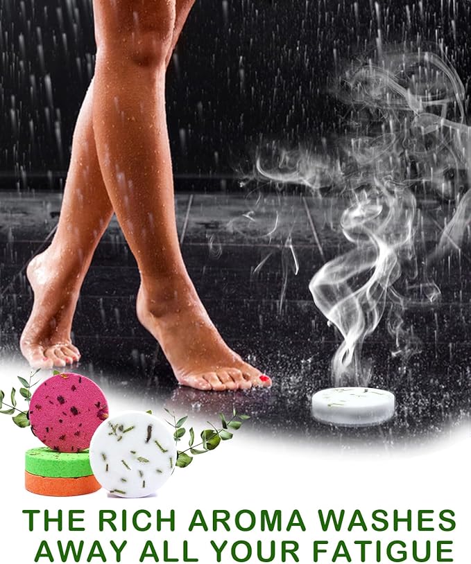 Shower Steamers Aromatherapy - 8 Pack Organic Shower Bombs with Natural Essential Oil, Self Care and Stress Relief Birthday Gifts for Women Men, Home Spa Gifts for Her Mom Wife, w/Tray