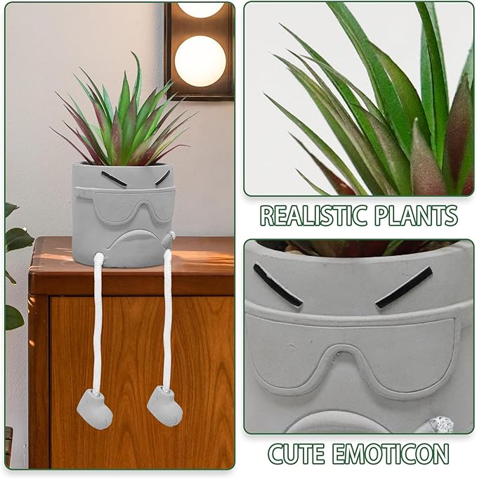 Zerzsy Artificialplant Succulents in Cement Pots with Hanging Leg, Mini Fake Plants Kitchen Shelves Decor, Bathroom Shelf Small Plants Decor, Faux Succulents for Office Wall Shelf Decorations