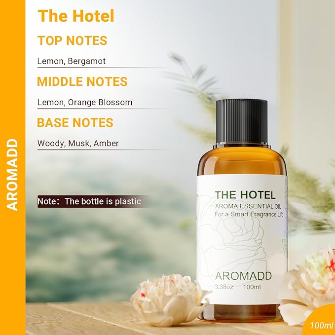 Aromadd Hotel Scents Diffuser Oil The Hotel, Luxury Essential Oils for Waterless Diffuser, Aromatherapy Hotel Diffuser Oil for Home & Office, Long-Lasting - 3.38 fl oz (100 mL)