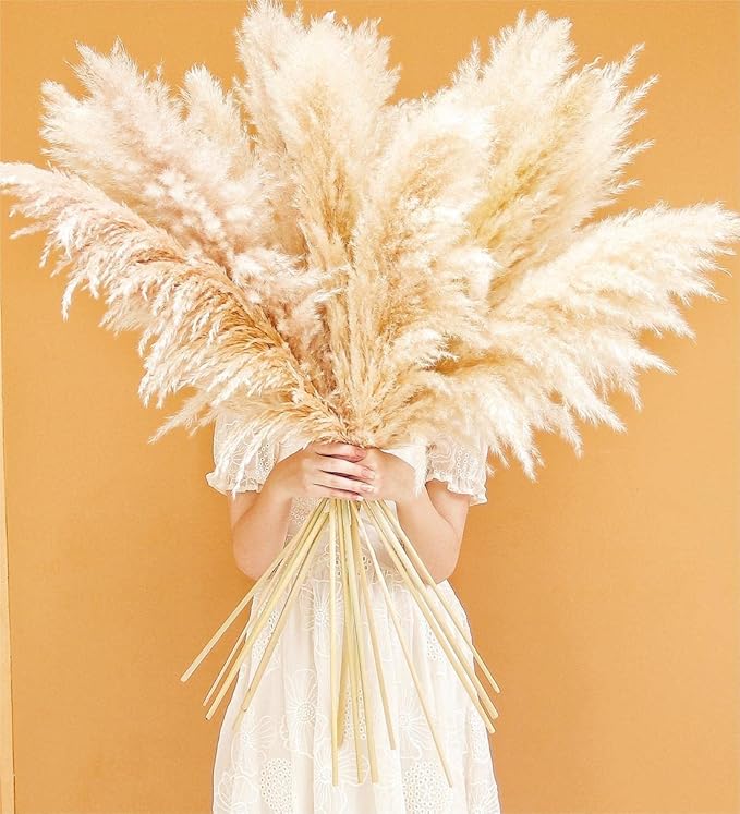 40" inch 10 Stems Natural Pampas Grass Decor Tall, pompas Grass, Tall Pampas Grass for Wedding, Party, Farmhouse, Boho Home Decor