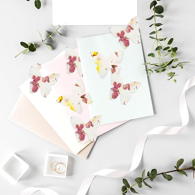 50 pcs Small Seed Paper – Pink and Yellow Plantable Wildflower Butterflies for Bridal Shower, Wedding Gift, Birthday, Mother's Day & Other Milestone Celebrations