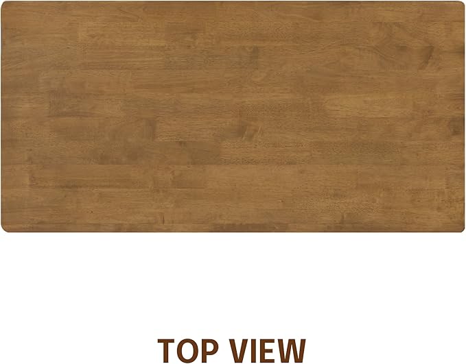 NTC Flow Modern Wooden Rectangle Desk Table with Hidden Drawer – Waterproof & Heat Resistant - Teak Look