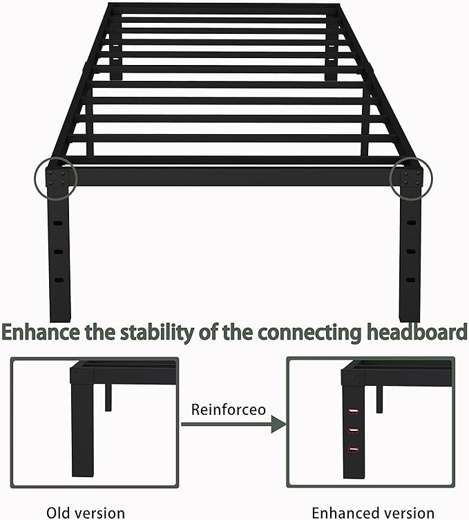 18 Inch Twin XL Bed Frame Metal, Platform Bed Frame Twin XL Size, Easy Assembly, Heavy Duty, No Box Spring Needed