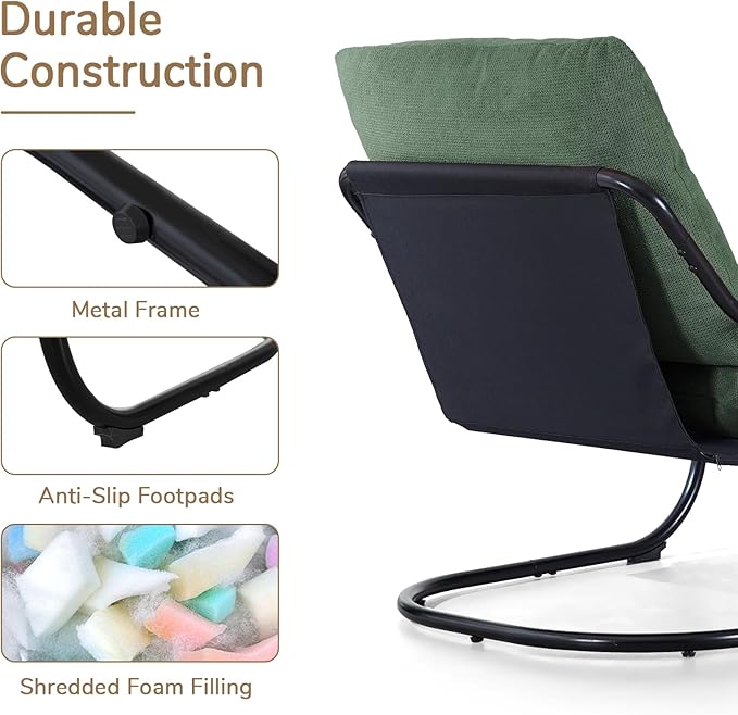 Peace nest Comfy Accent Chair Modern Living Room Bedroom Armchair with Mental Frame Comfortable Shredded Foam Cushion for Balcony Lounge Reading Meeting Room Green