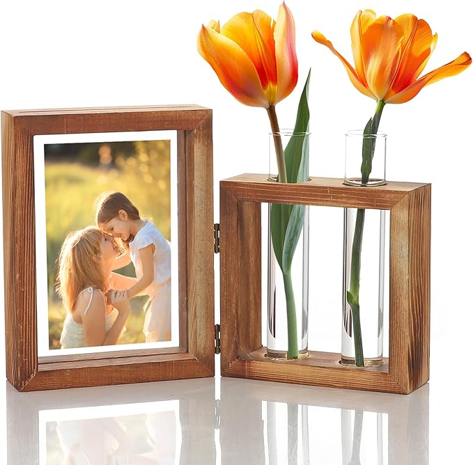 Plant Propagation Stations, Propagation Vases for Plants with Photo Frame and Glass Planters Indoor Plant Stand Hydroponic Propagation Stations Tabletop Home Kitchen Office Decor