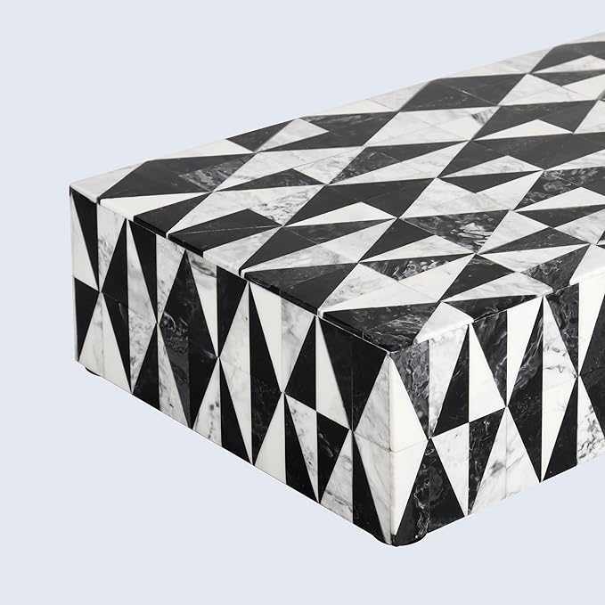 Handicrafts Home Handmade Harlequin Collection Decorative Jewelry Box Organizer – Keepsakes, Trinkets, and Home Decor – Antique Coffee Table Storage, Memory Box, Farmhouse Style Decor, 10x6x2.5