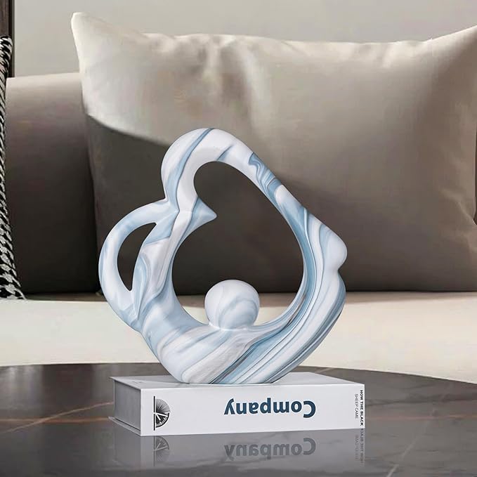 Abstract Sculptures Home Decor Ceramic Statue, Blue Sculpture Coffee Table Decor for Living Room, Dining Room Table Centerpieces, Abstract Art Desktop Decoration