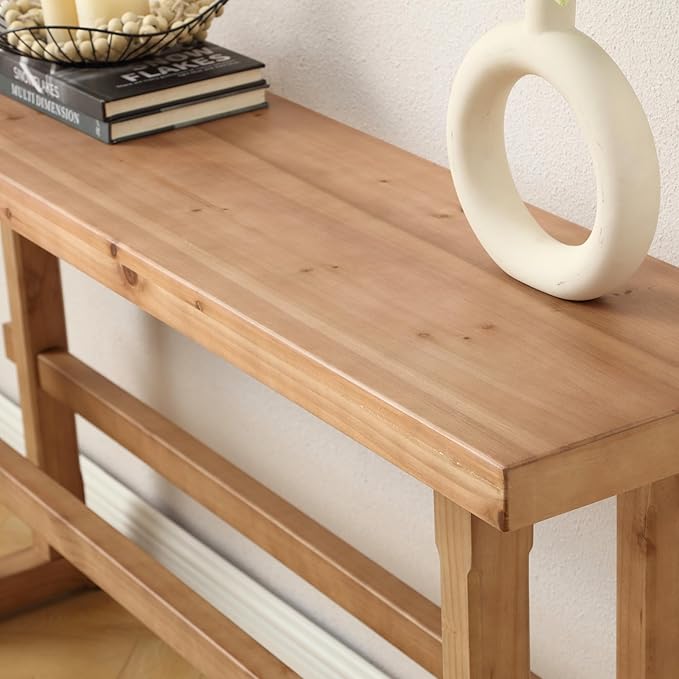 Narrow Entryway Table 59" Farmhouse Wood Console Table for Entryway Rustic Sofa Table for Living Room/Hallway/Reception/Bedroom, Natural Color