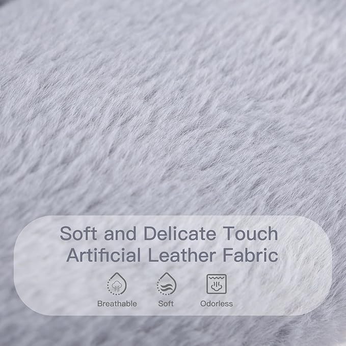 Welnow Comfy Saucer Chair with Ottoman, Oversized Folding Reading Chair for Adults with Throw Pillow Soft Faux Fur Lounge Chair for Bedroom Furry Accent Chair for Living Room, Dorm Rooms, Grey