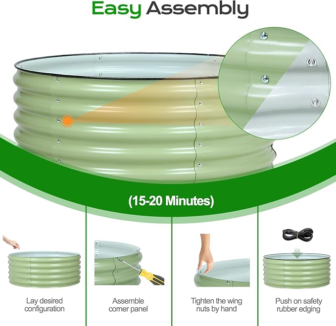 Aoodor 17" Tall 42" Metal Raised Garden Bed, Outdoor Planter Box and Raised Garden Kit for Vegetables, Flowers, Tomatoes Carrots and Herbs, Olive Green