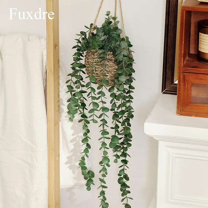 3 Pack Mini Artificial Hanging Greenary Fake Hanging Plants in Basket for Wall Living Room Decor Bathroom Shelf Home Indoor
