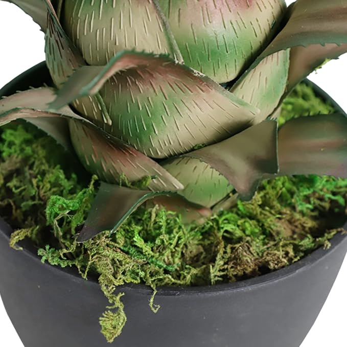 Damomo 27 Inch Agave Artificial Plant, Sansevieria Snake Feaux Plants Fake Green Plastic Barbed Potted, Greenery Decoration Office/Garden/Indoor(2pcs)