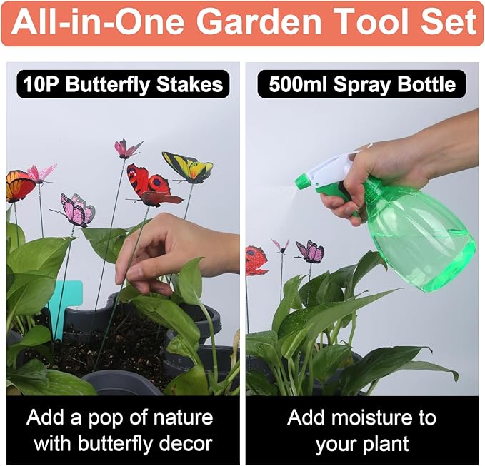 Vertical Planter, 6 Tier Stackable Strawberry Planter with Garden Tool Set, Movable Indoor/Outdoor Garden Herb Pot for Growing Vegetables and Succulents, Dark Gray