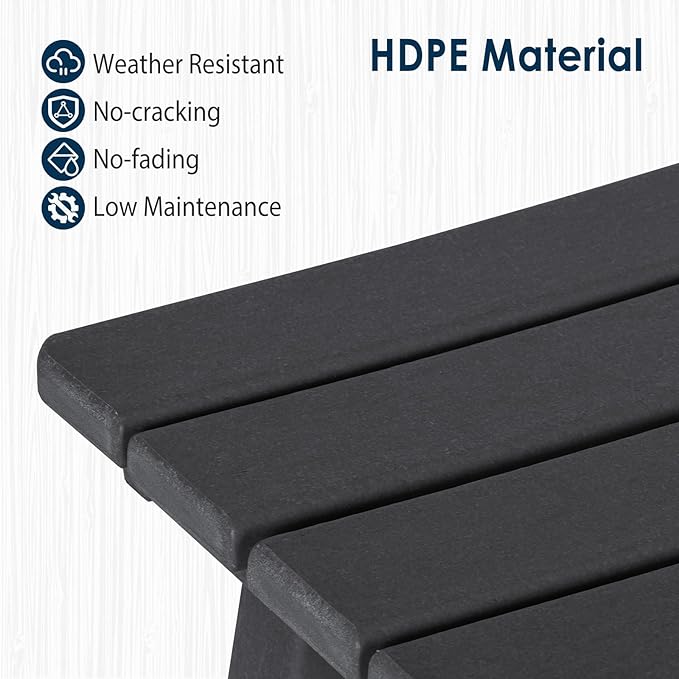 nalone 24 Inch Outdoor Bar Stool, HDPE Bar Chairs with Footrest, Weather Resistant Waterproof Bar Stools Outside Bar Height Stools for Bar, Kitchen Counter, Yard, Balcony(Black, 24'' Barstools)