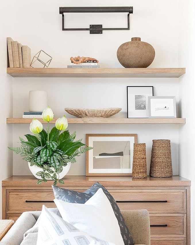 Fake Plants 14.2" Artificial Potted Plant Assorted Faux Plants in Pot Silk Plants Artificial Plants Indoor for Home Living Room Bedroom Bathroom Office Desk Table Centerpieces Shelf Greenery Decor