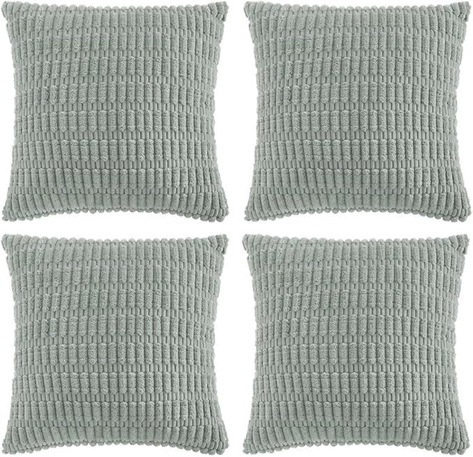 Fancy Homi 4 Packs Decorative Throw Pillow Covers for Living Room Couch Bed, Modern Farmhouse Boho Home Decor, Accent Cushion Case (18 x 18-Inch, Grey Blue)