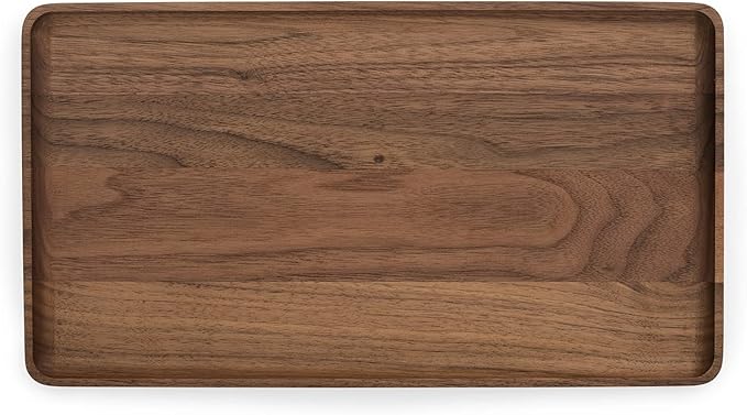 Oakywood Handcrafted Wooden Catchall Tray - Wooden Desk Organiser - Made in The EU - Natural Wood Desktop Storage - Customizable in 3 Sizes - Natural Walnut - 36x20 cm (14.1"x7.9")
