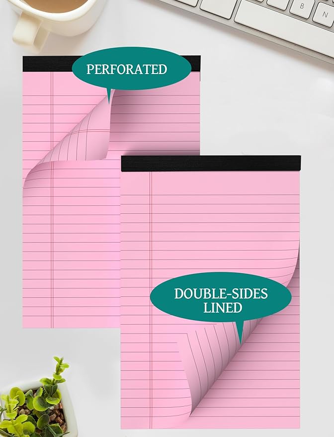 7pcs Small Note Pads 5x8 Legal Pads Pink Notepad 5x8 College Ruled Pink Notebook Paper Narrow Ruled Mini Notepads 5 x 8 Legal Pad Perforated Small Writing Pads 5x7 In 30 Sheets per Note Pad