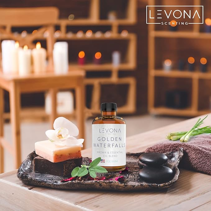 Levona Scent Pure Essential Oils for Diffusers for Home, Hotel & Office - Golden Waterfalls Essential Oils for Diffuser Oil and Humidifiers - Home Luxury Scents - Scented Fragrance Oil Blends