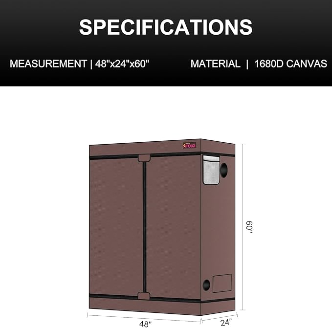 ATOUR 4x2 Grow Tent, 48"x24"x60''High Reflective Mylar 1680D Hydroponic Grow Tents, Waterproof Grow Tent with Double Cleart Observation Door and Floor Tray, for Indoor Plant Growing