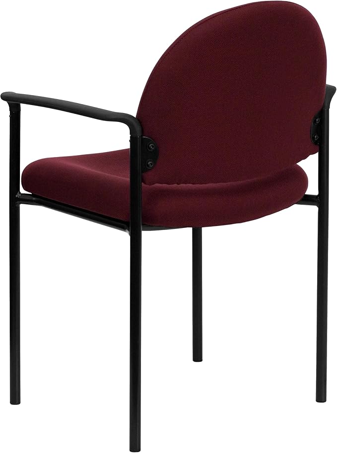 Flash Furniture Tiffany Comfort Burgundy Fabric Stackable Steel Side Reception Chair with Arms